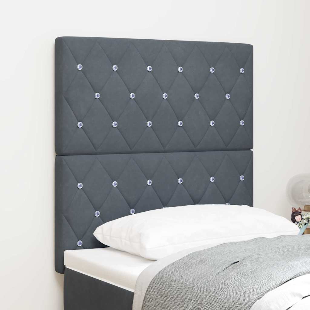 vidaXL LED κεφαλάρι με LED ταινίες φωτός Σκούρο Γκρι 80 cm Βελούδο