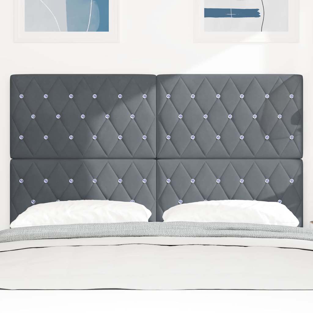 vidaXL LED κεφαλάρι με LED ταινίες φωτός Σκούρο Γκρι 144 cm Βελούδο