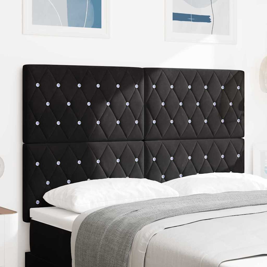 vidaXL LED κεφαλάρι με LED ταινίες φωτός Μαύρο 160 cm Βελούδο