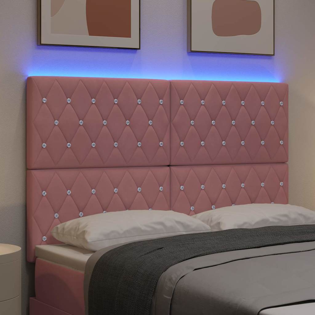 vidaXL LED κεφαλάρι με LED ταινίες φωτός Ροζ 160 cm Βελούδο