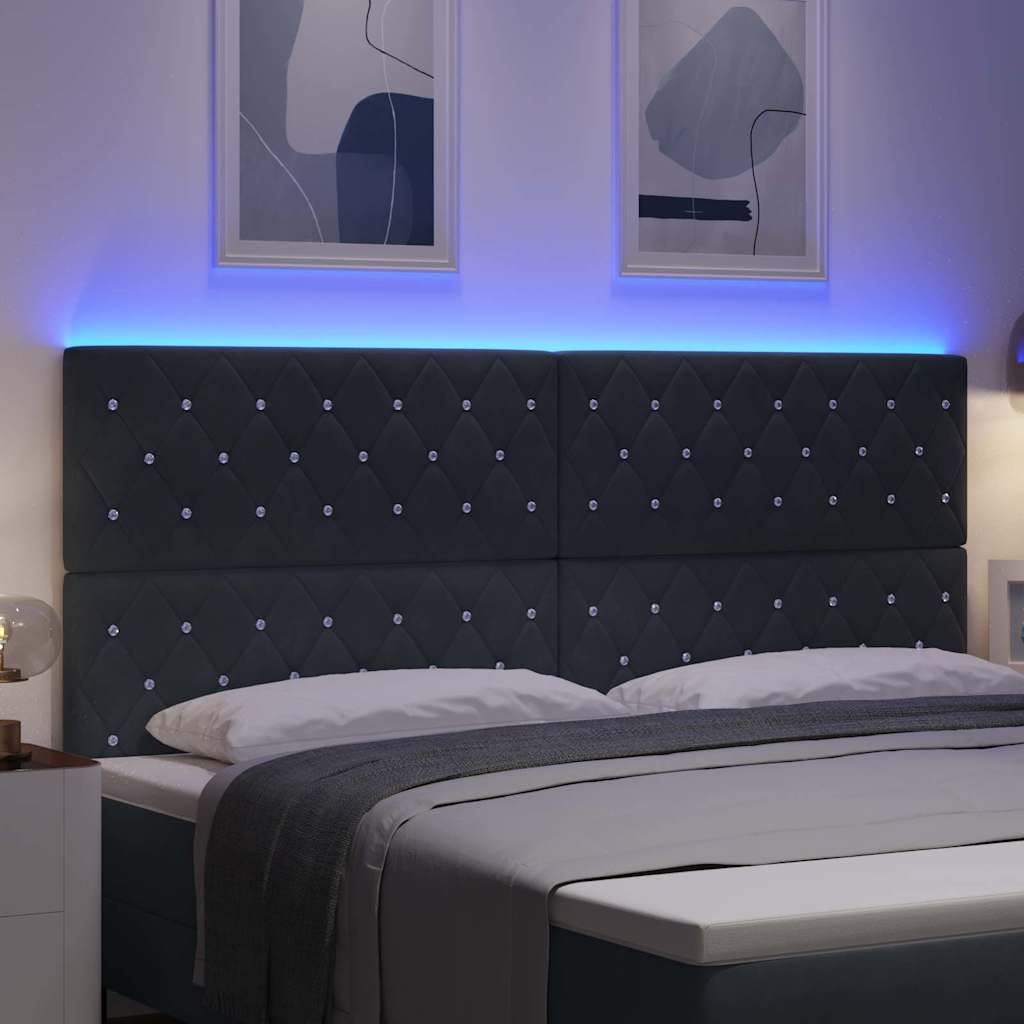 vidaXL LED κεφαλάρι με LED ταινίες φωτός Σκούρο Γκρι 200 cm Βελούδο