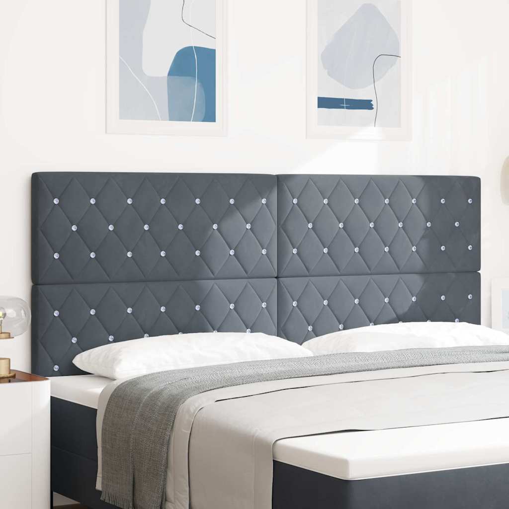 vidaXL LED κεφαλάρι με LED ταινίες φωτός Σκούρο Γκρι 200 cm Βελούδο