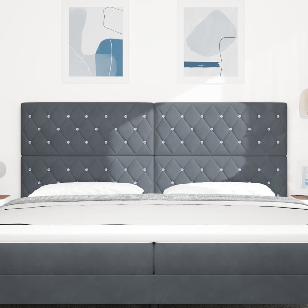 vidaXL LED κεφαλάρι με LED ταινίες φωτός Σκούρο Γκρι 200 cm Βελούδο