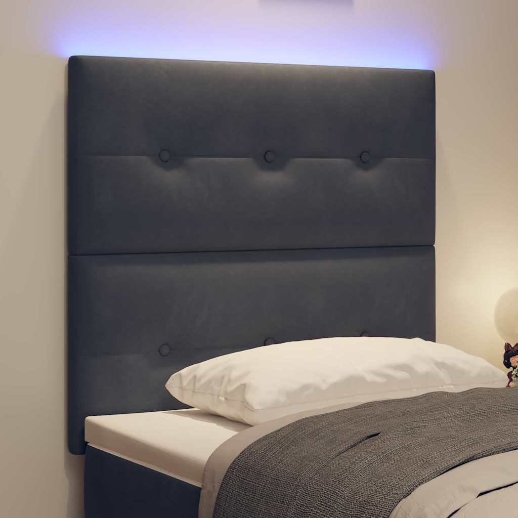 vidaXL LED κεφαλάρι με LED ταινίες φωτός Γκρι 100 cm Βελούδο
