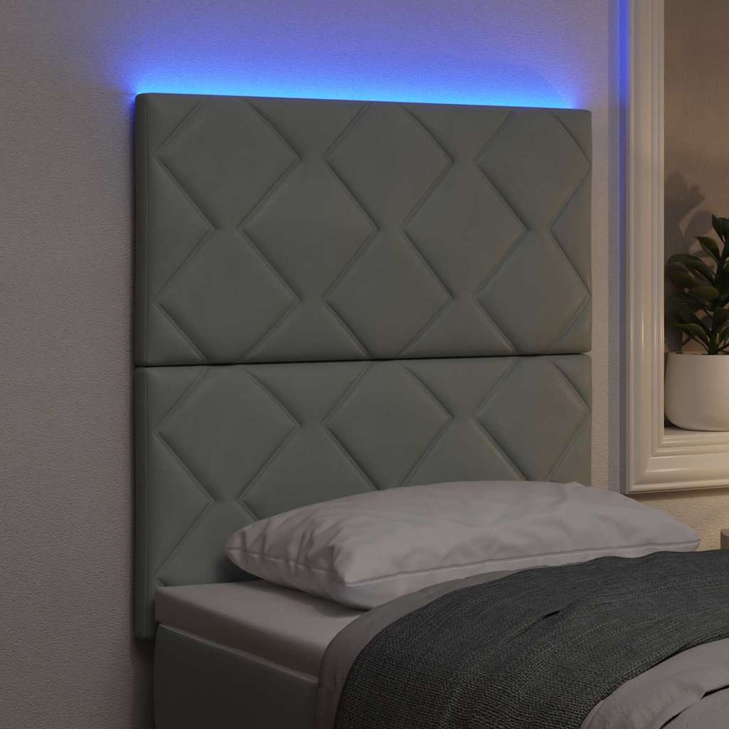 vidaXL LED κεφαλάρι Ανοιχτό γκρι 80 cm Βελούδο