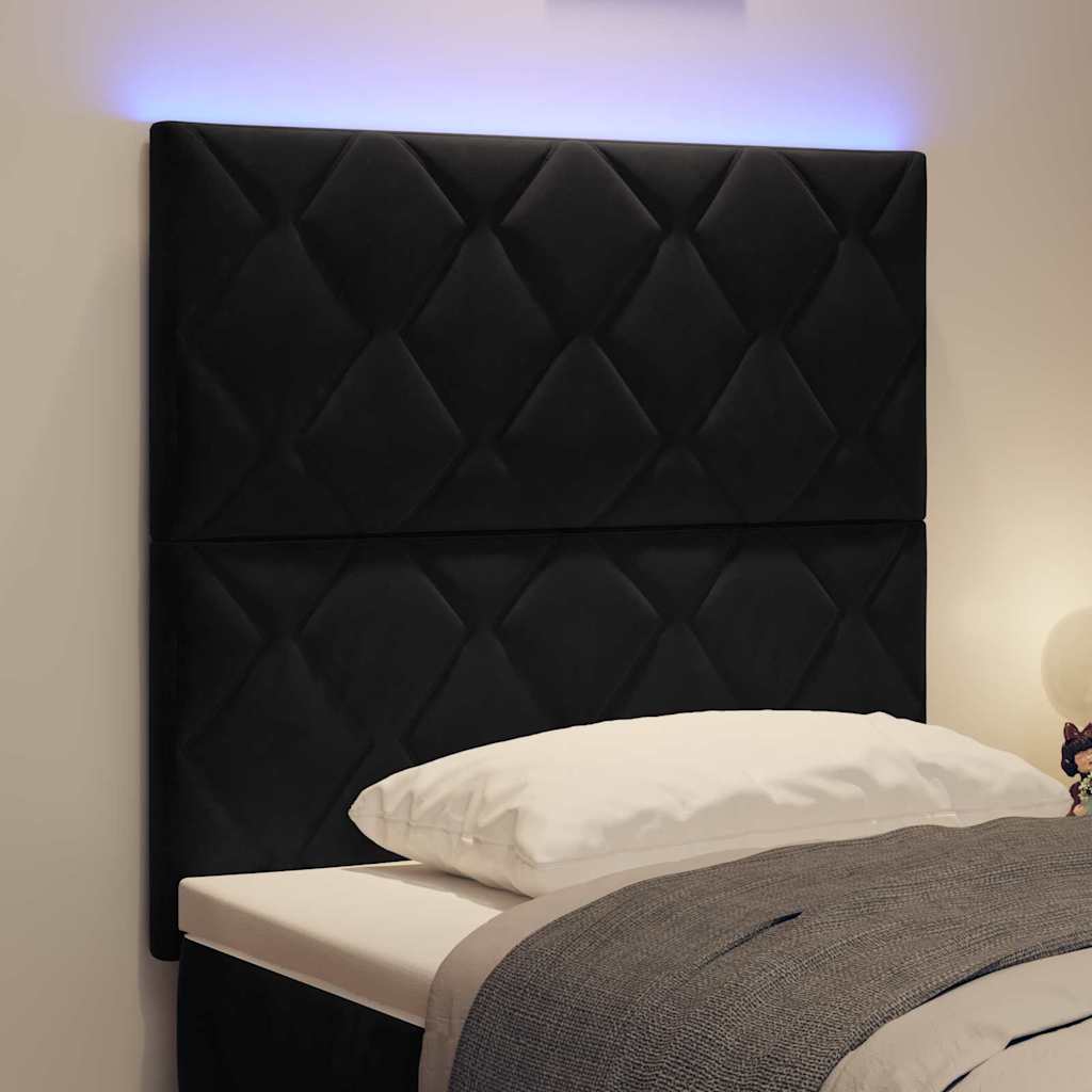 vidaXL LED κεφαλάρι Μαύρο 90 cm Βελούδο