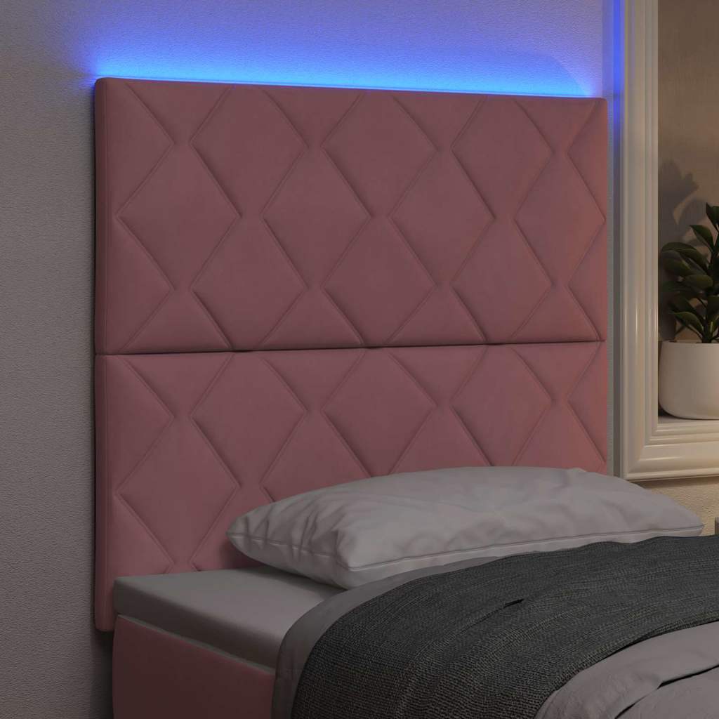 vidaXL LED κεφαλάρι Ροζ 90 cm Βελούδο