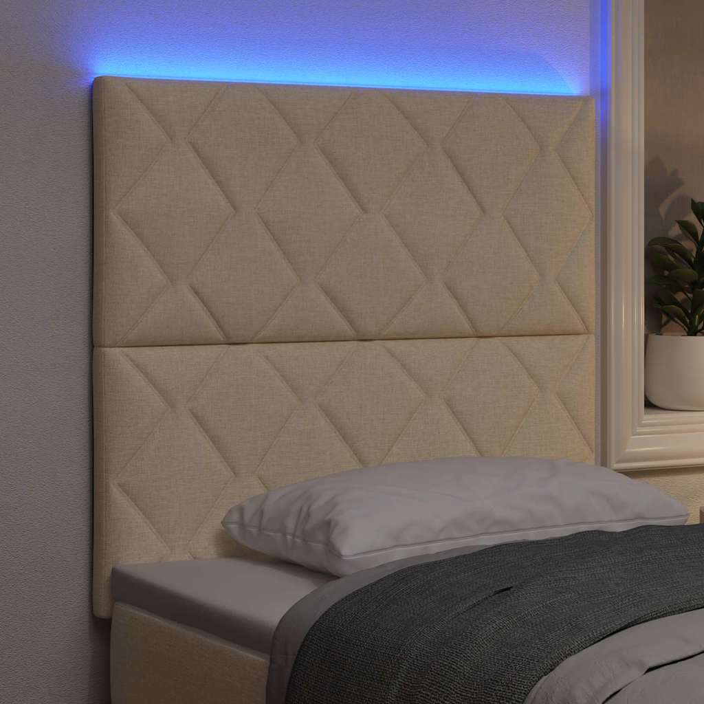 vidaXL LED κεφαλάρι Κρεμ ύφασμα