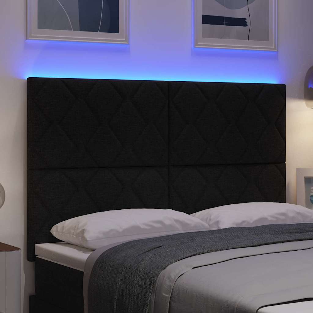 vidaXL LED κεφαλάρι Μαύρο 144 cm ύφασμα