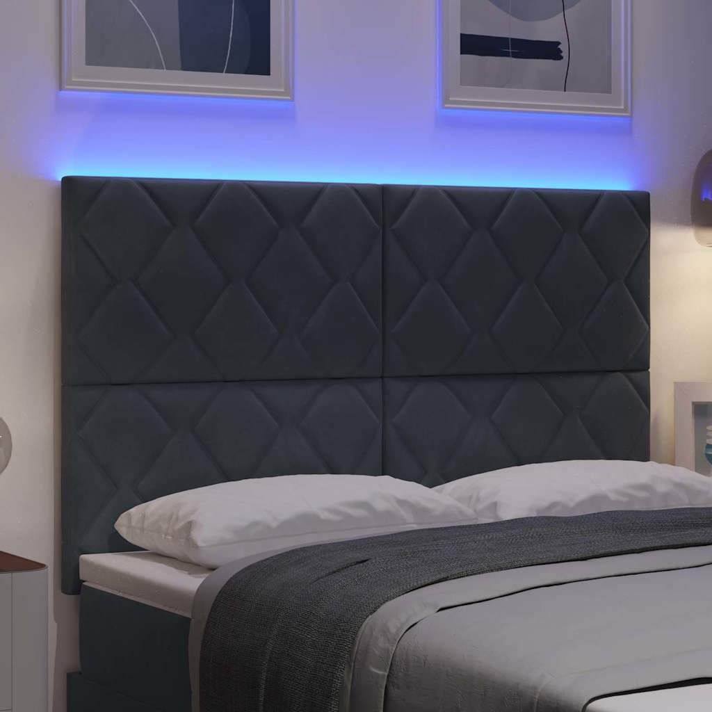 vidaXL LED κεφαλάρι Σκούρο Γκρι 144 cm Βελούδο