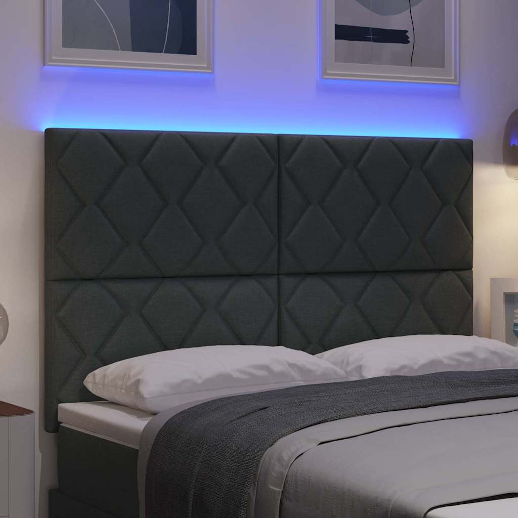 vidaXL LED κεφαλάρι Γκρι ύφασμα
