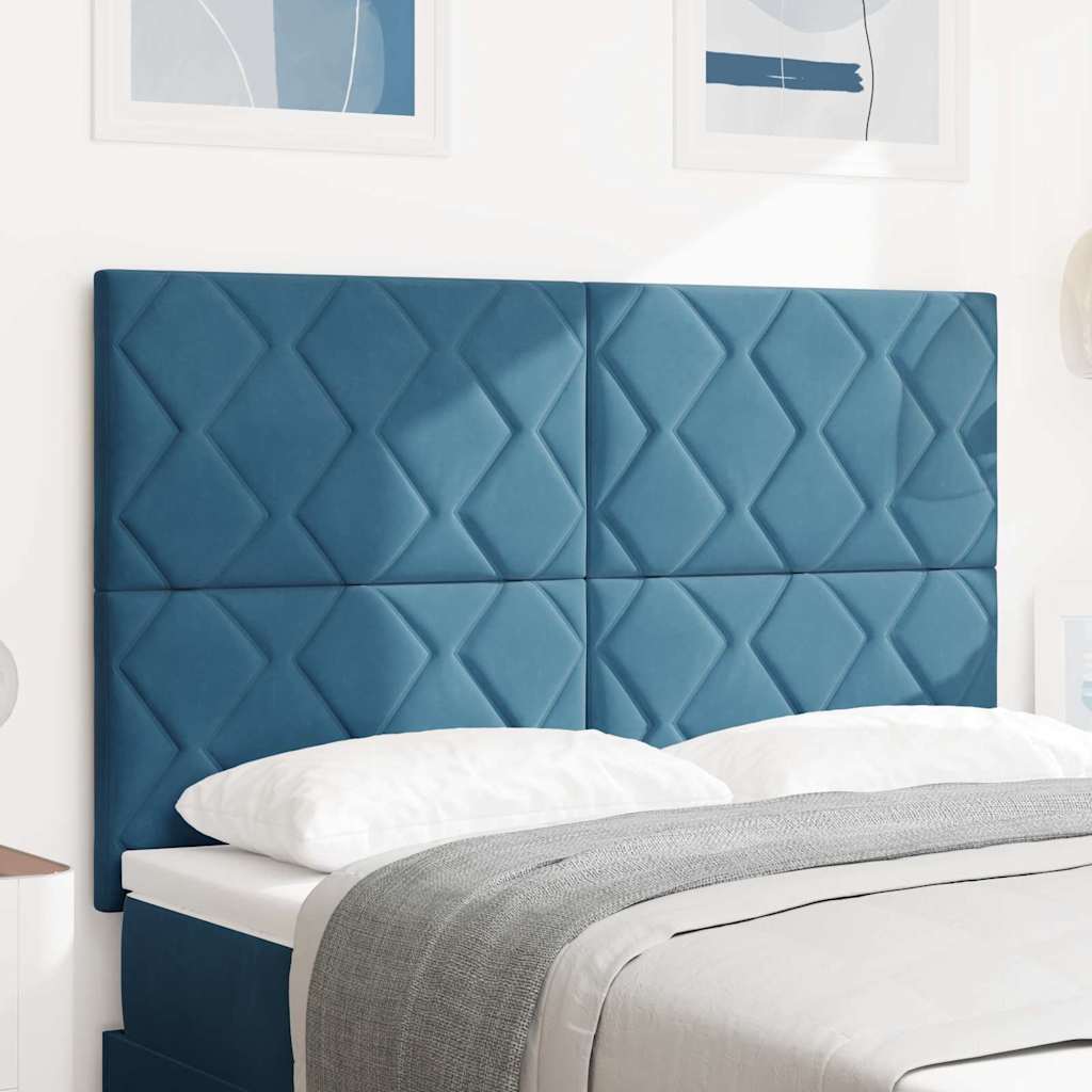 vidaXL LED κεφαλάρι Σκούρο Μπλε 160 cm Βελούδο