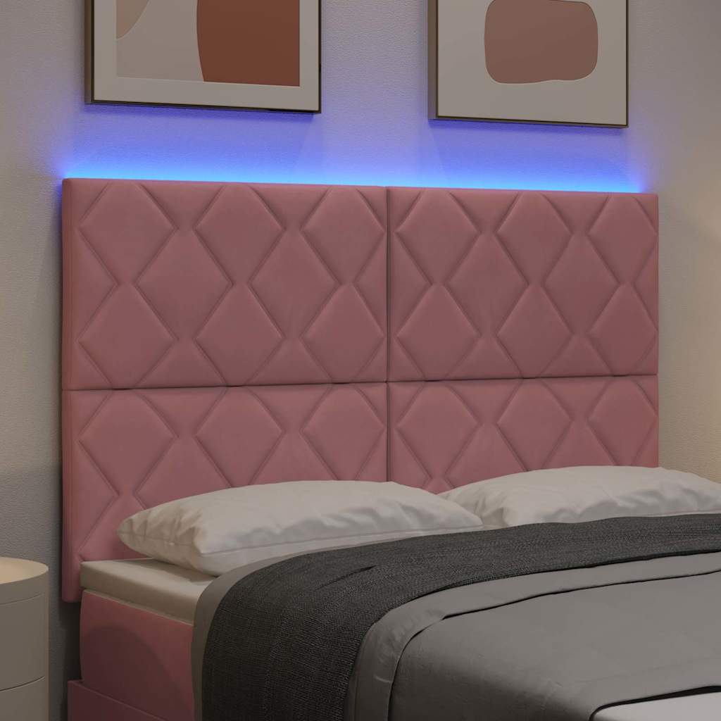 vidaXL LED κεφαλάρι Ροζ 160 cm Βελούδο