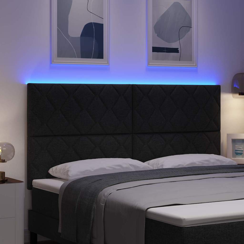 vidaXL LED κεφαλάρι Μαύρο 180 cm ύφασμα