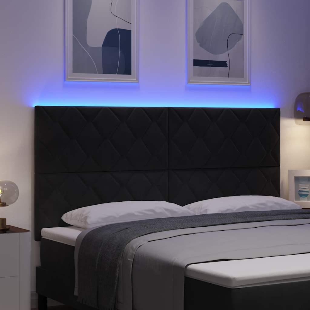 vidaXL LED κεφαλάρι Μαύρο 180 cm Βελούδο