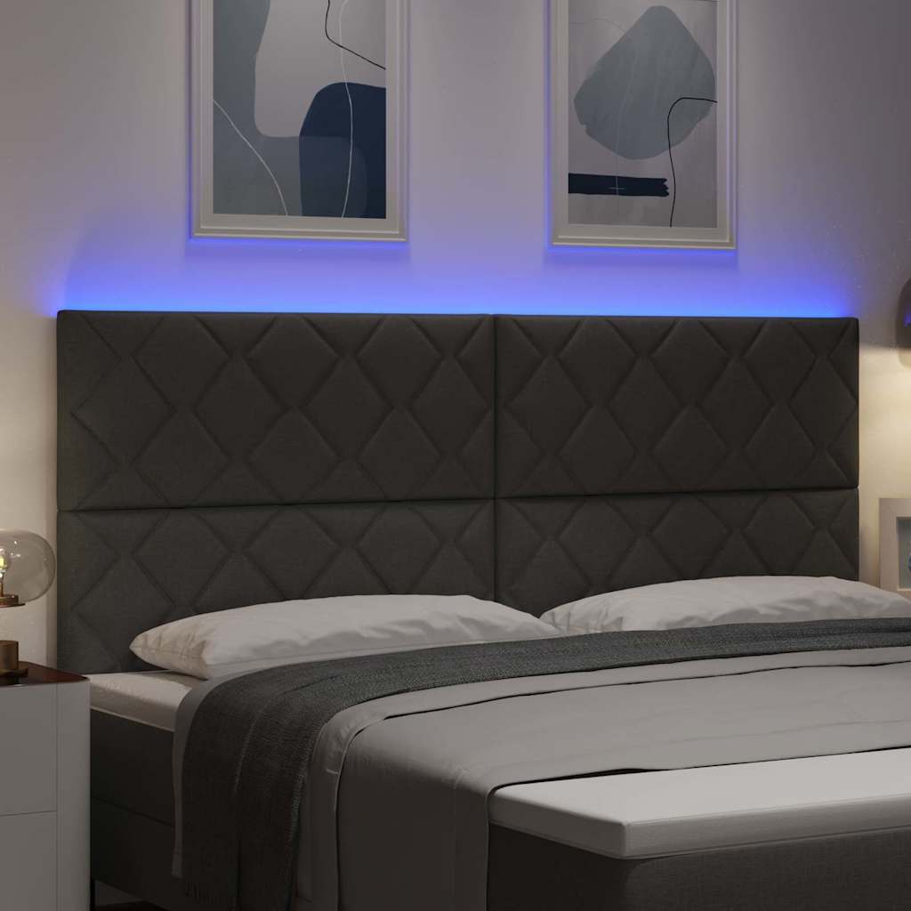 vidaXL LED κεφαλάρι Γκρι 200 cm ύφασμα