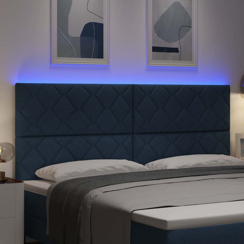 vidaXL LED κεφαλάρι Μπλε ύφασμα