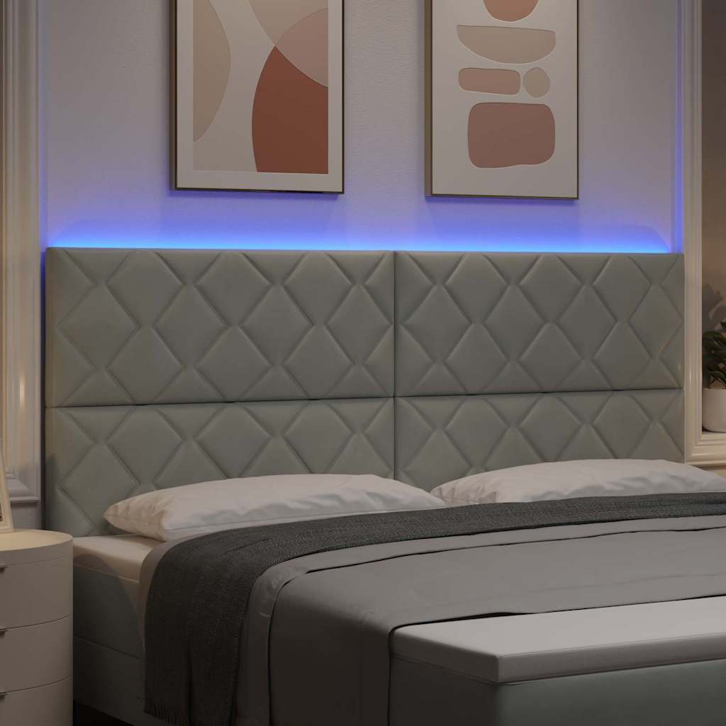 vidaXL LED κεφαλάρι Ανοιχτό γκρι 200 cm Βελούδο