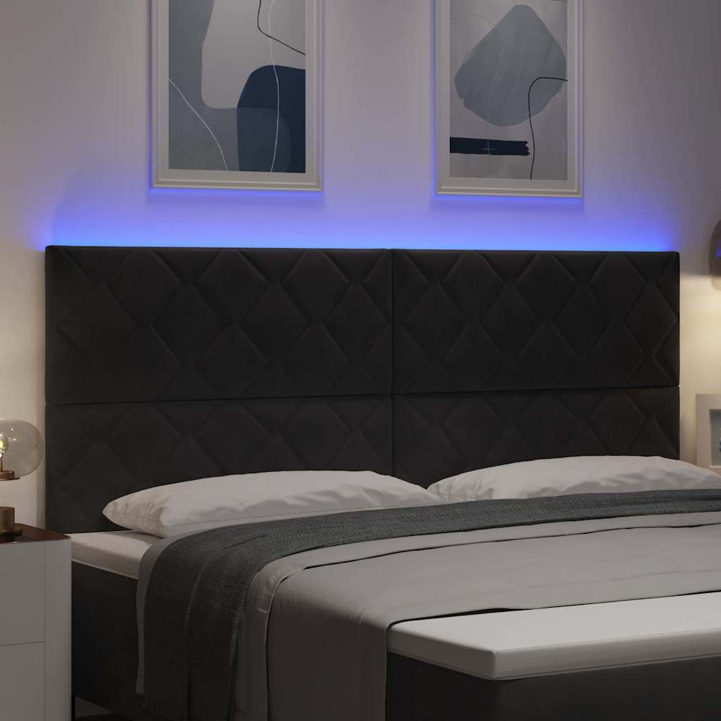 vidaXL LED κεφαλάρι Μαύρο 200 cm Βελούδο