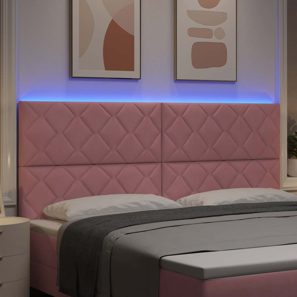 vidaXL LED κεφαλάρι Ροζ 200 cm Βελούδο