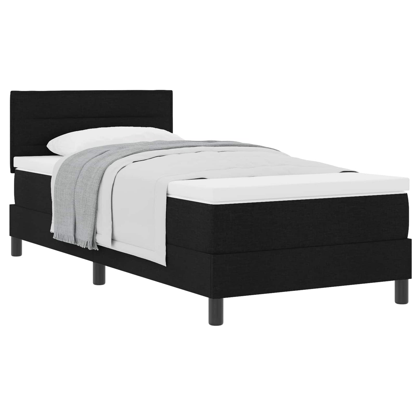 vidaXL Κρεβάτι με ελατήρια με κεφαλάρι Μαύρο 100 x 200 cm ύφασμα