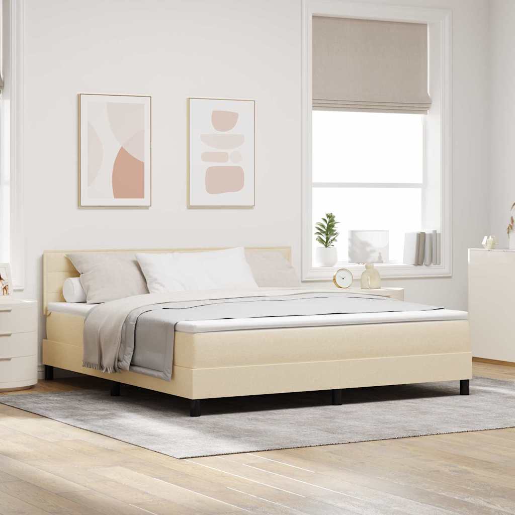 vidaXL Κρεβάτι με ελατήρια με μαξιλάρι Κρεμ 180 x 200 cm ύφασμα