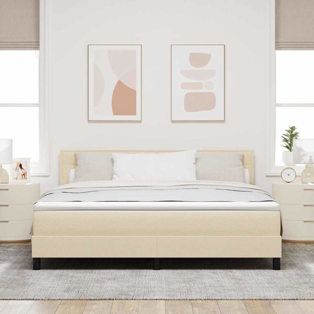 vidaXL Κρεβάτι με ελατήρια με μαξιλάρι Κρεμ 180 x 200 cm ύφασμα