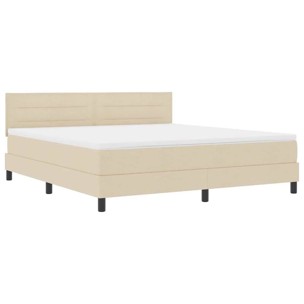 vidaXL Κρεβάτι με ελατήρια με μαξιλάρι Κρεμ 180 x 200 cm ύφασμα