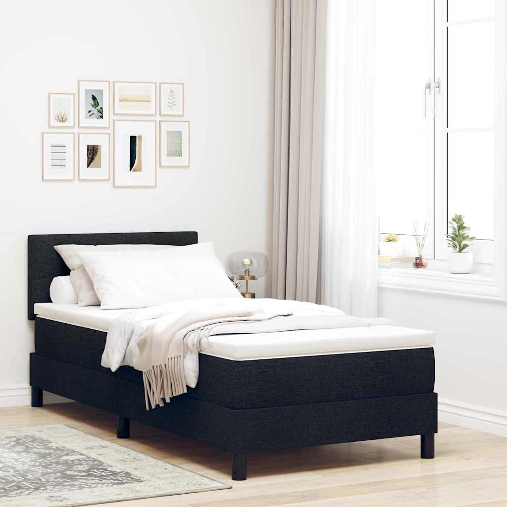 vidaXL Κρεβάτι με ελατήρια με μαξιλάρι Μαύρο 80 x 200 cm ύφασμα