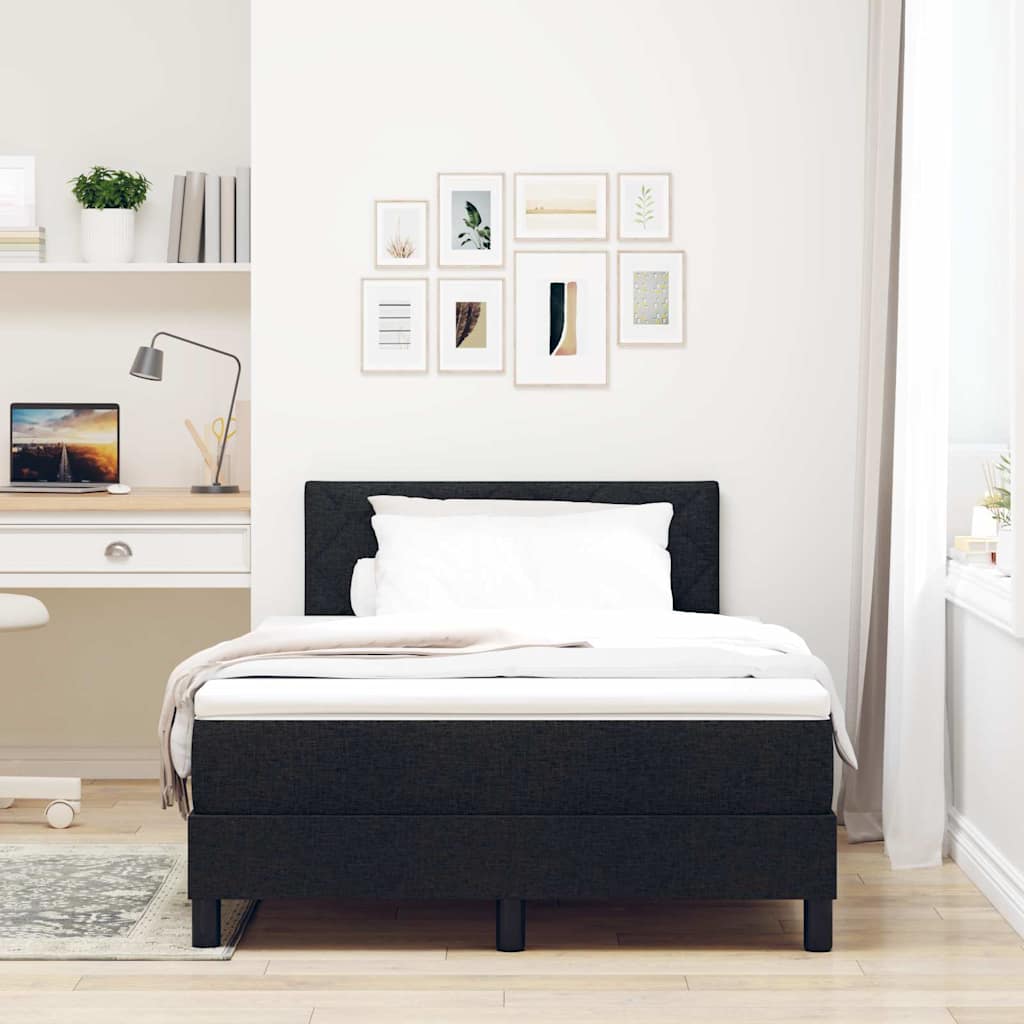 vidaXL Κρεβάτι με ελατήρια με μαξιλάρι Μαύρο 120 x 200 cm ύφασμα