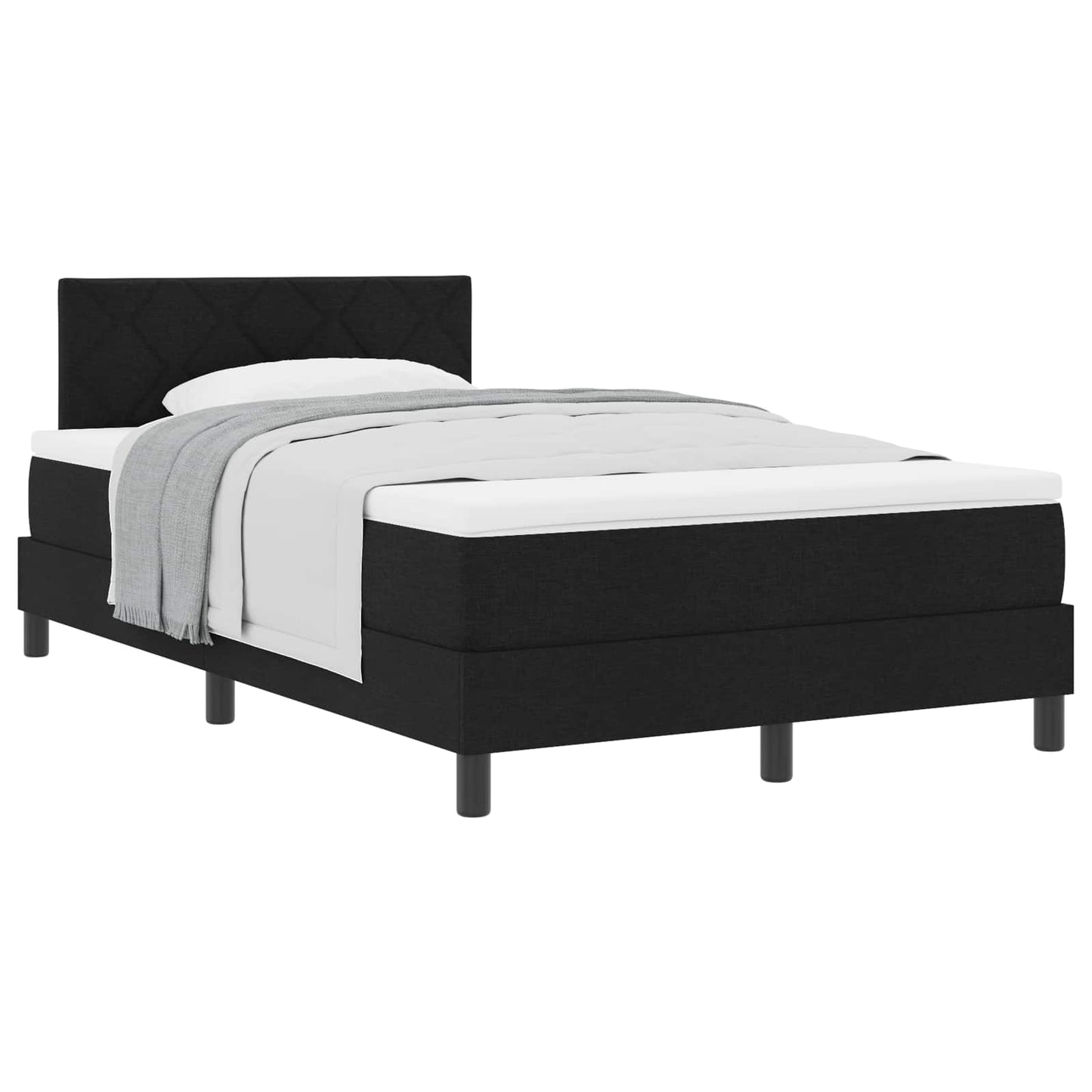vidaXL Κρεβάτι με ελατήρια με μαξιλάρι Μαύρο 120 x 200 cm ύφασμα