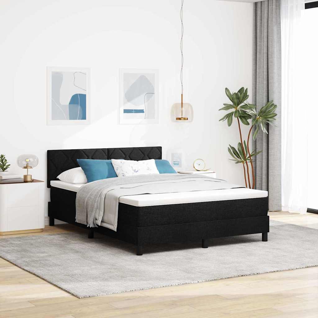 vidaXL Κρεβάτι με ελατήρια με κεφαλάρι Μαύρο 160 x 200 cm ύφασμα