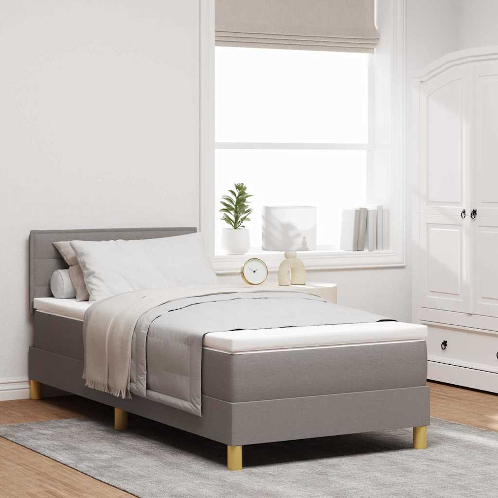vidaXL Κρεβάτι με ελατήρια με μαξιλάρι Taupe 90 x 200 cm ύφασμα