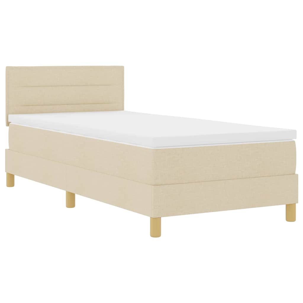 vidaXL Κρεβάτι με ελατήρια με μαξιλάρι Κρεμ 100 x 200 cm ύφασμα