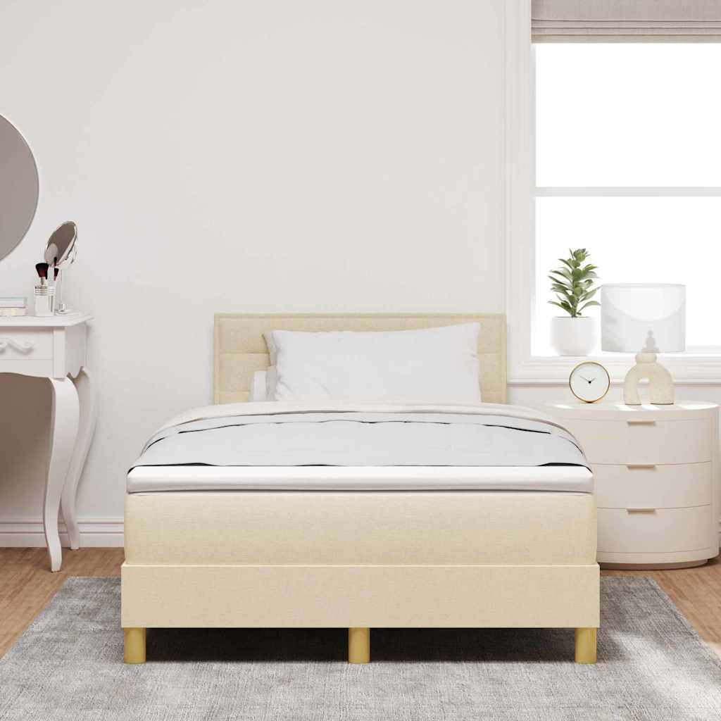 vidaXL Κρεβάτι με ελατήρια με μαξιλάρι Κρεμ 120 x 190 cm ύφασμα
