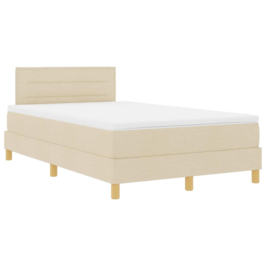 vidaXL Κρεβάτι με ελατήρια με μαξιλάρι Κρεμ 120 x 190 cm ύφασμα