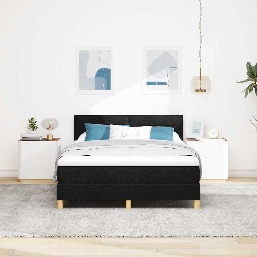 vidaXL Κρεβάτι με ελατήρια με μαξιλάρι Μαύρο 140 x 200 cm ύφασμα