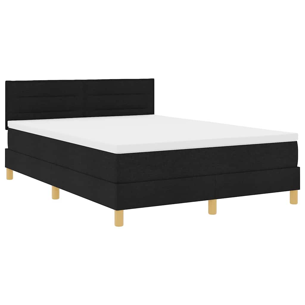 vidaXL Κρεβάτι με ελατήρια με μαξιλάρι Μαύρο 140 x 200 cm ύφασμα