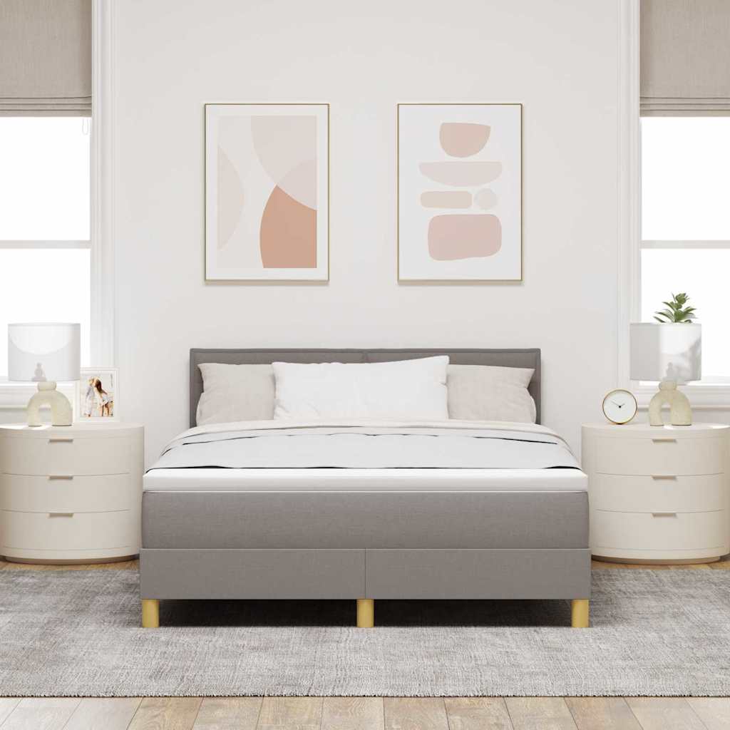 vidaXL Κρεβάτι με ελατήρια με μαξιλάρι Taupe 140 x 200 cm ύφασμα