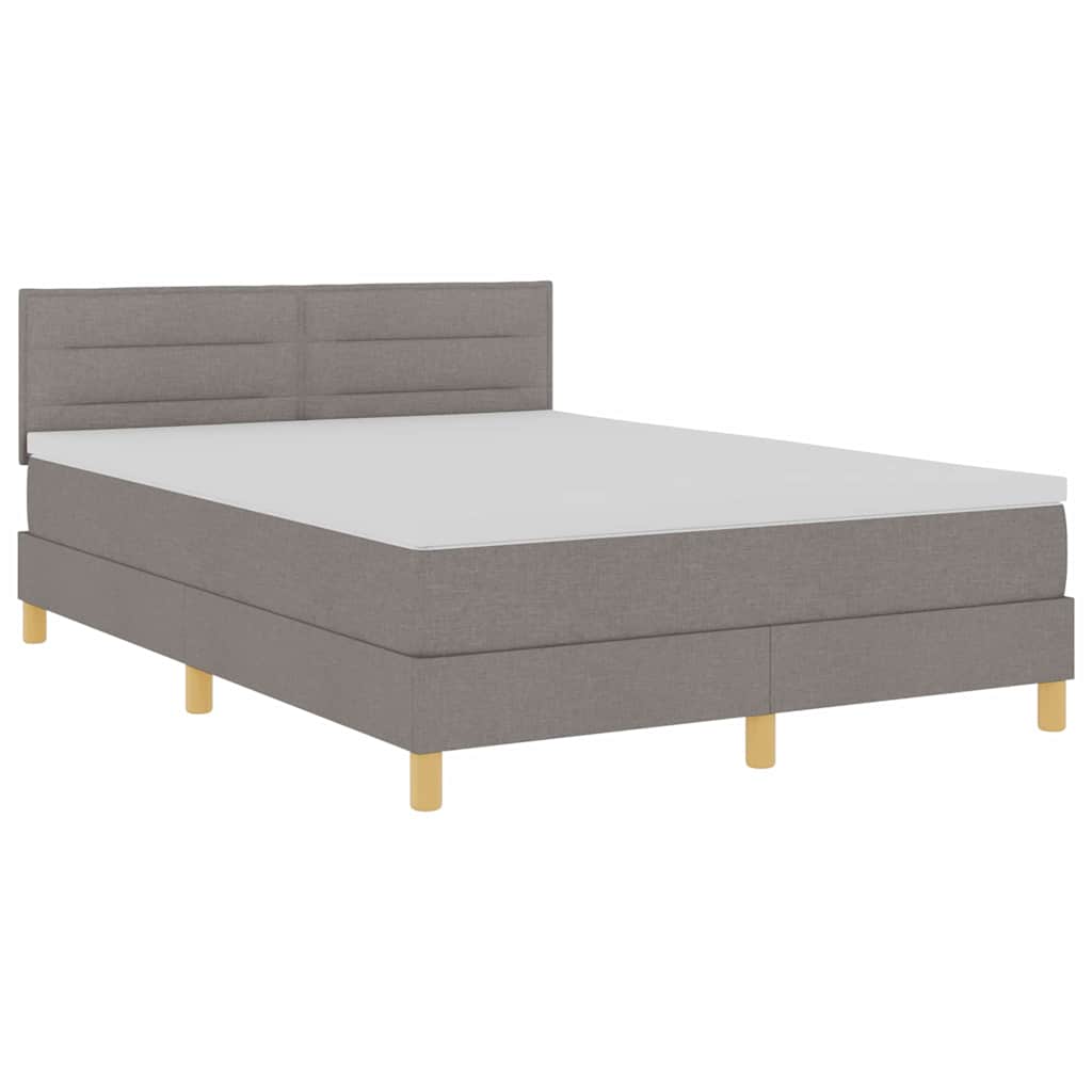 vidaXL Κρεβάτι με ελατήρια με μαξιλάρι Taupe 140 x 200 cm ύφασμα