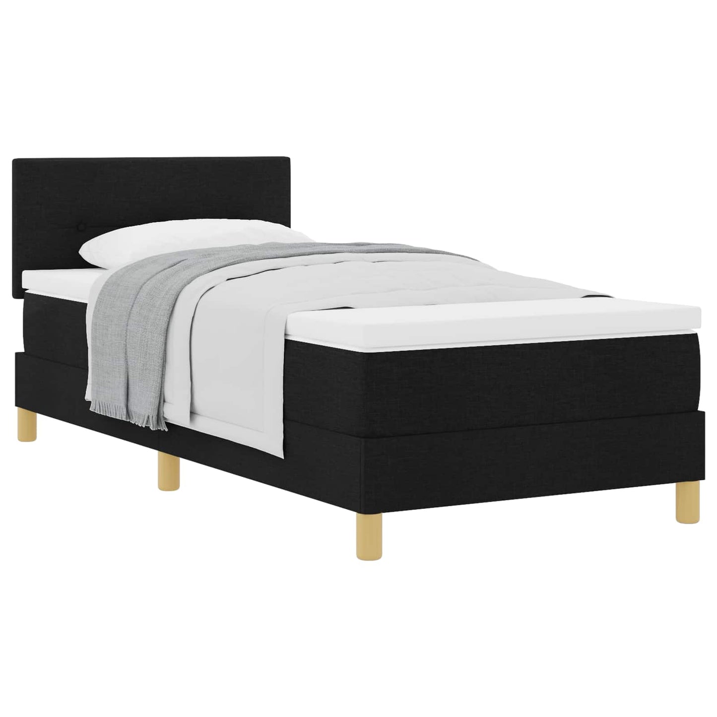 vidaXL Κρεβάτι με Σκελετό με Μαξιλάρι Μαύρο 90x200 cm Ύφασμα