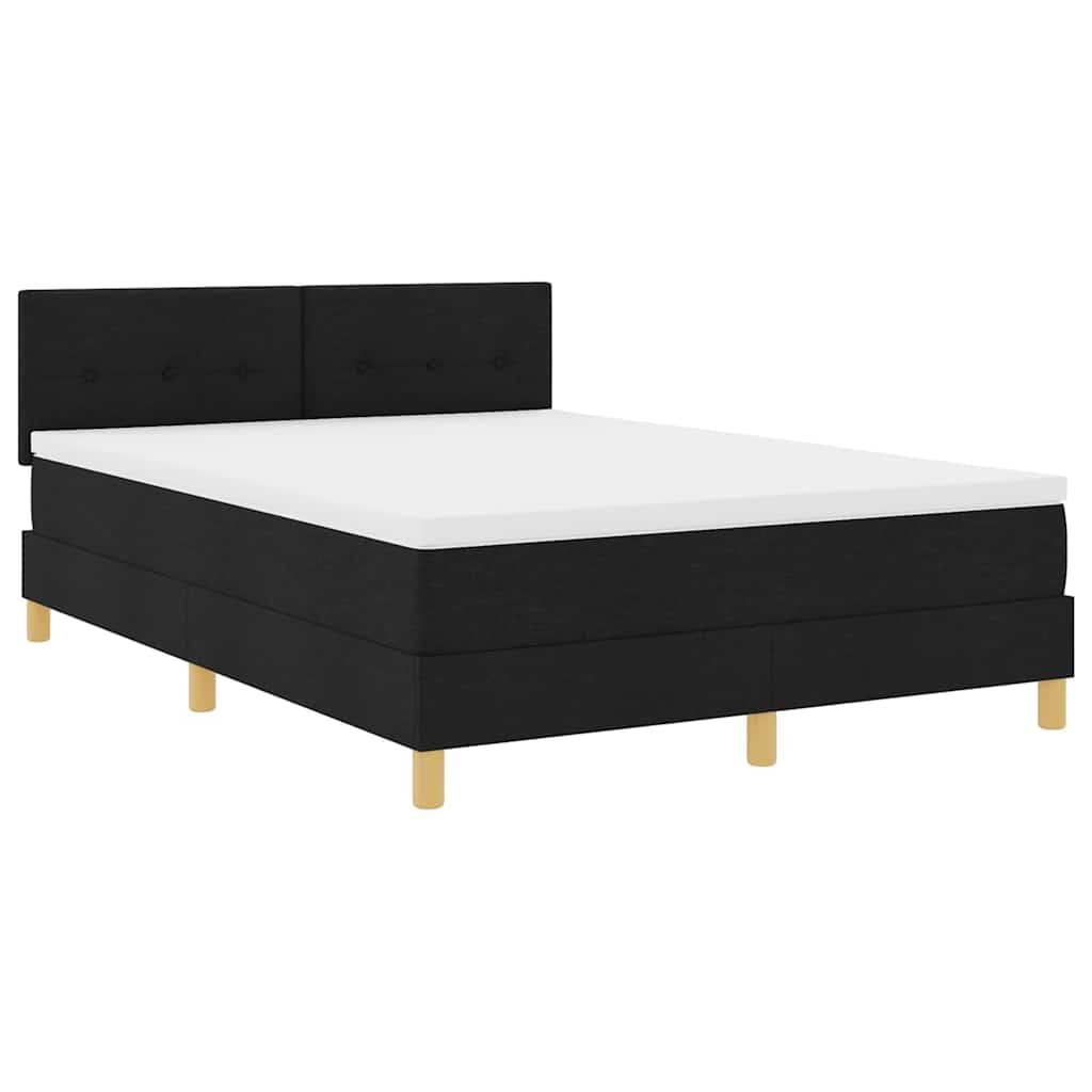 vidaXL Κρεβάτι με ελατήρια με μαξιλάρι Μαύρο 140 x 190 cm ύφασμα