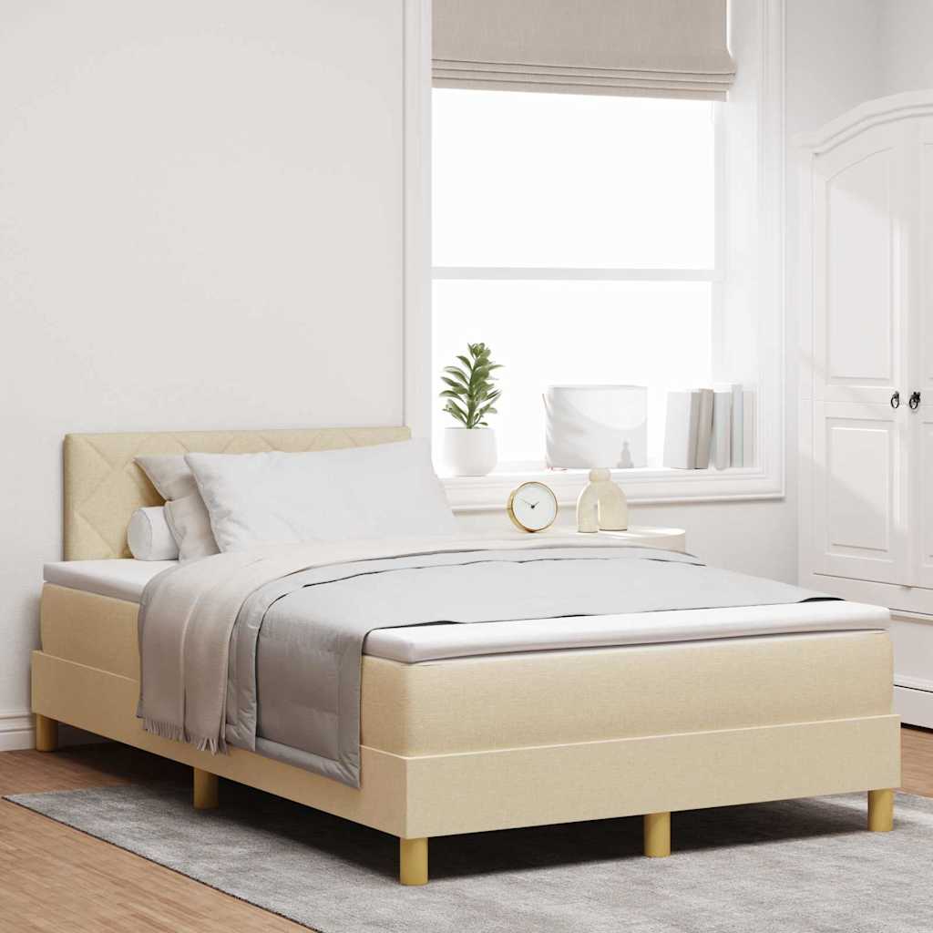 vidaXL Κρεβάτι με ελατήρια με μαξιλάρι Κρεμ 120 x 190 cm ύφασμα