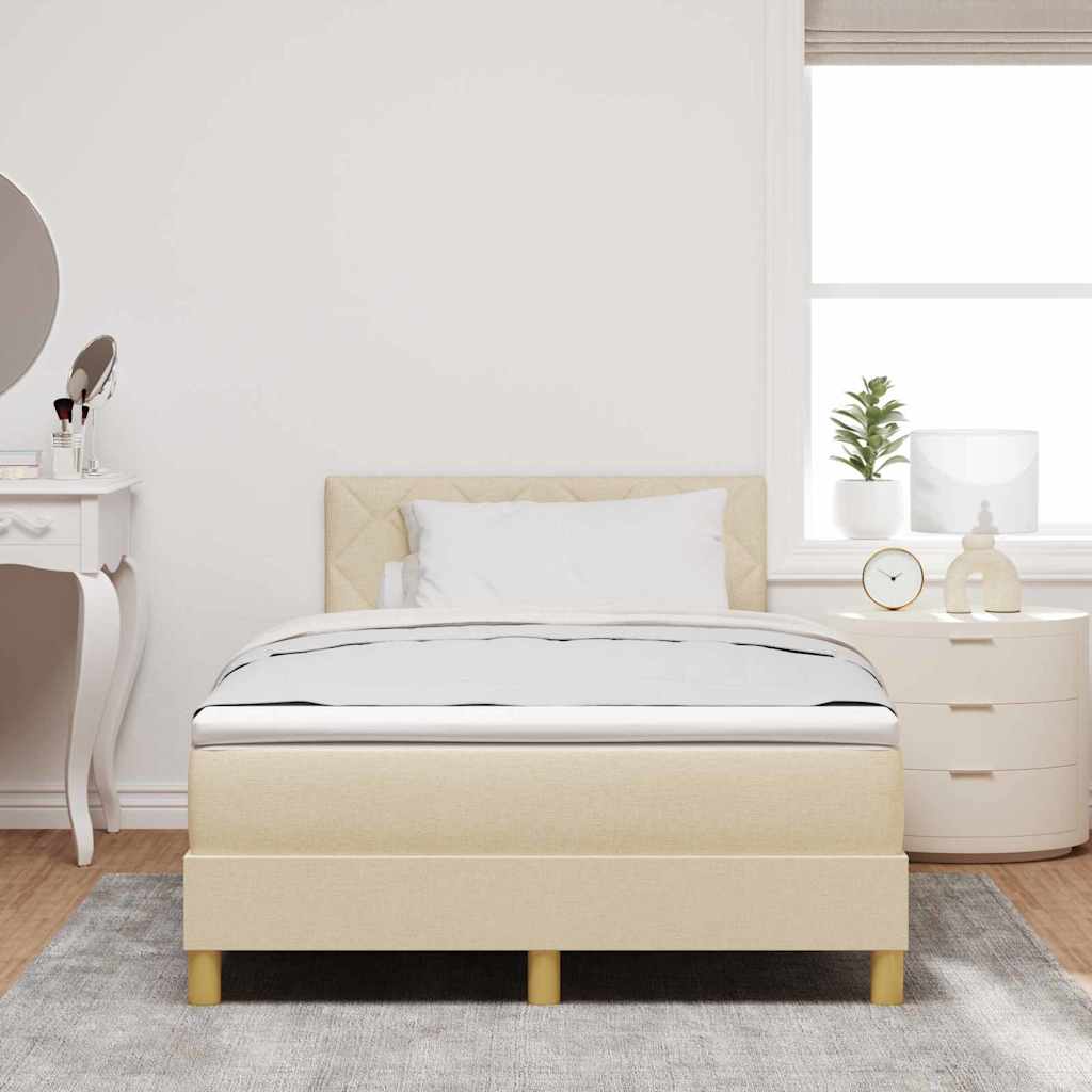 vidaXL Κρεβάτι με ελατήρια με μαξιλάρι Κρεμ 120 x 190 cm ύφασμα