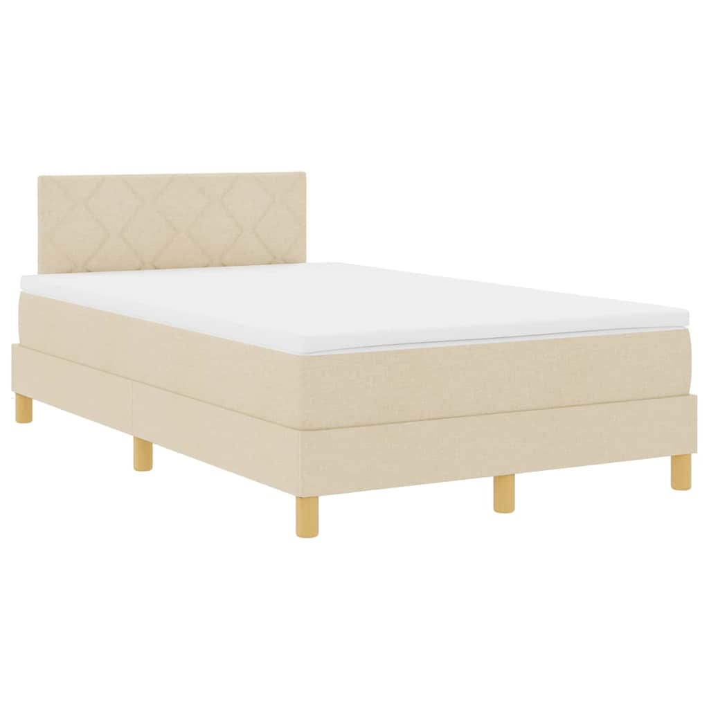 vidaXL Κρεβάτι με ελατήρια με μαξιλάρι Κρεμ 120 x 190 cm ύφασμα