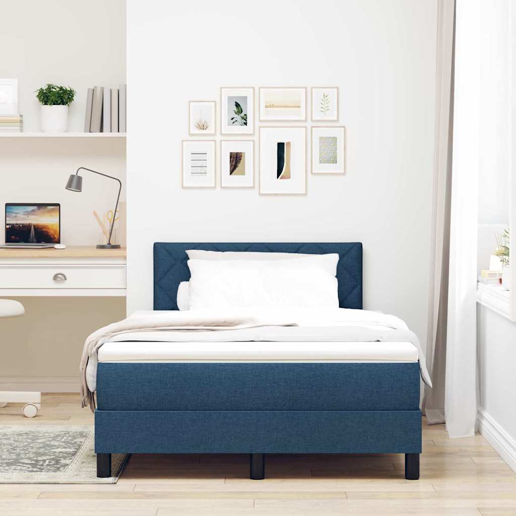 vidaXL Κρεβάτι με ελατήρια με μαξιλάρι Μπλε 120 x 190 cm ύφασμα