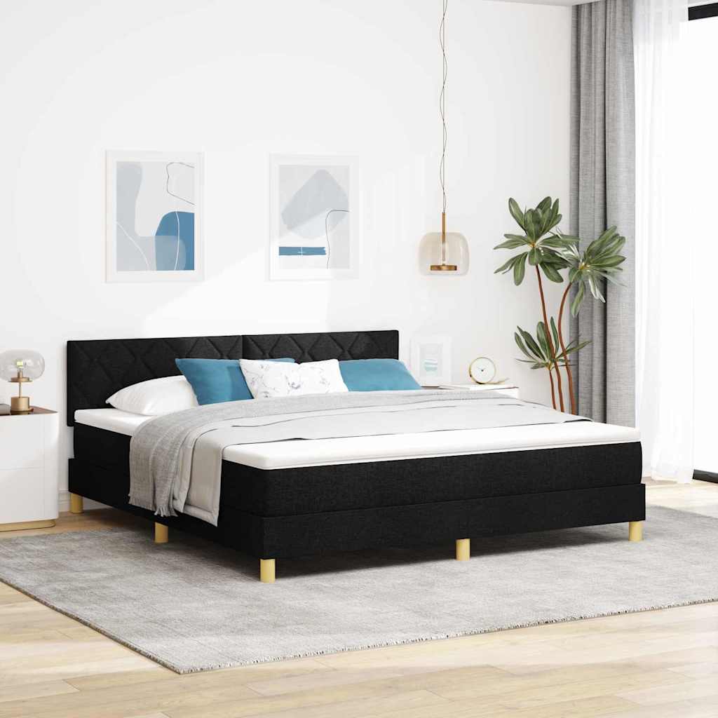 vidaXL Κρεβάτι με ελατήρια με μαξιλάρι Μαύρο 180 x 200 cm ύφασμα