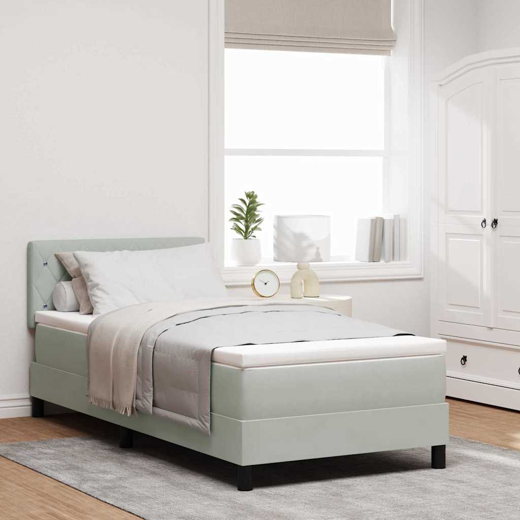 vidaXL Κρεβάτι με Στρώμα Light Grey Μονό Βελούδο