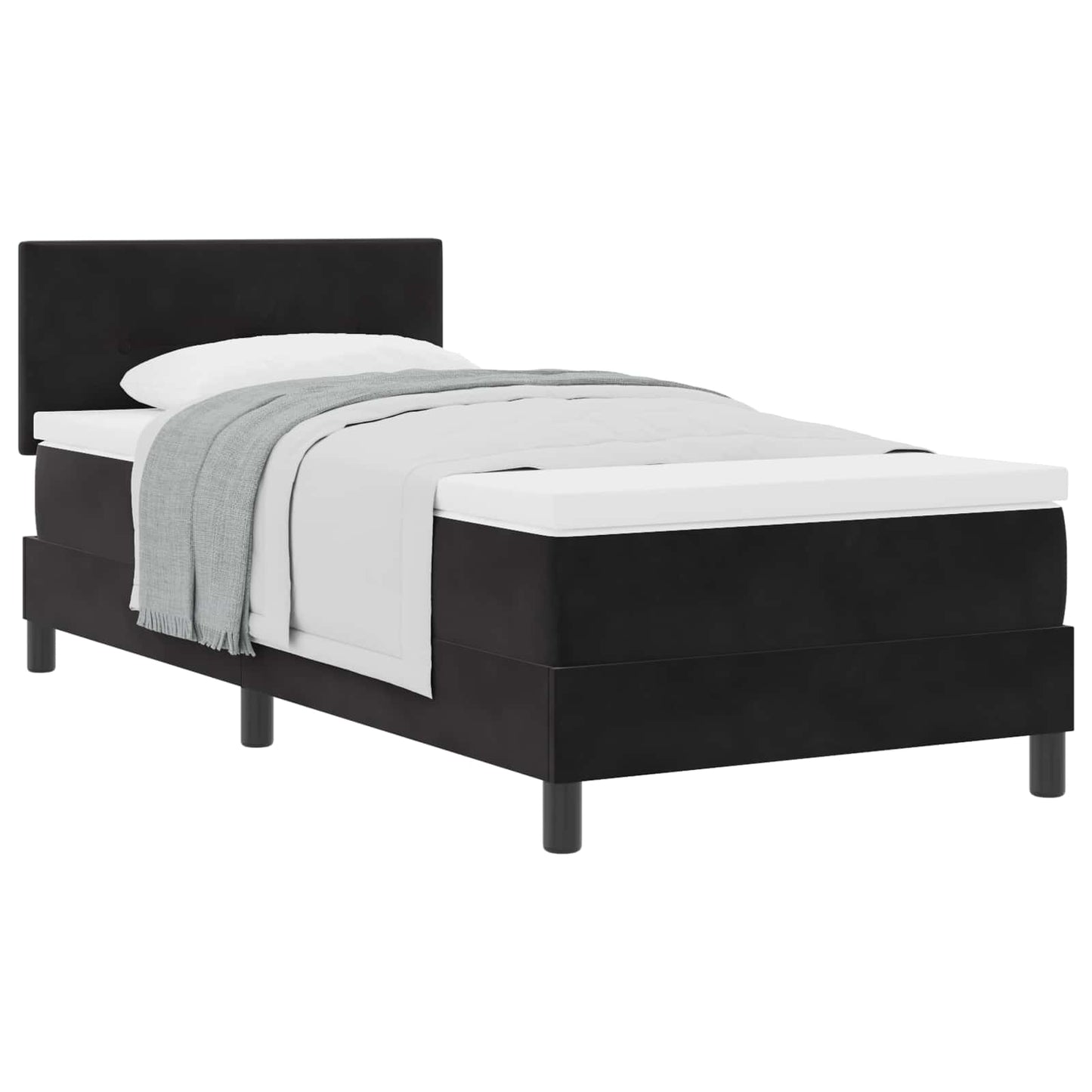 vidaXL Κρεβάτι με ελατήρια με κεφαλάρι Μαύρο 90 x 190 cm Βελούδο