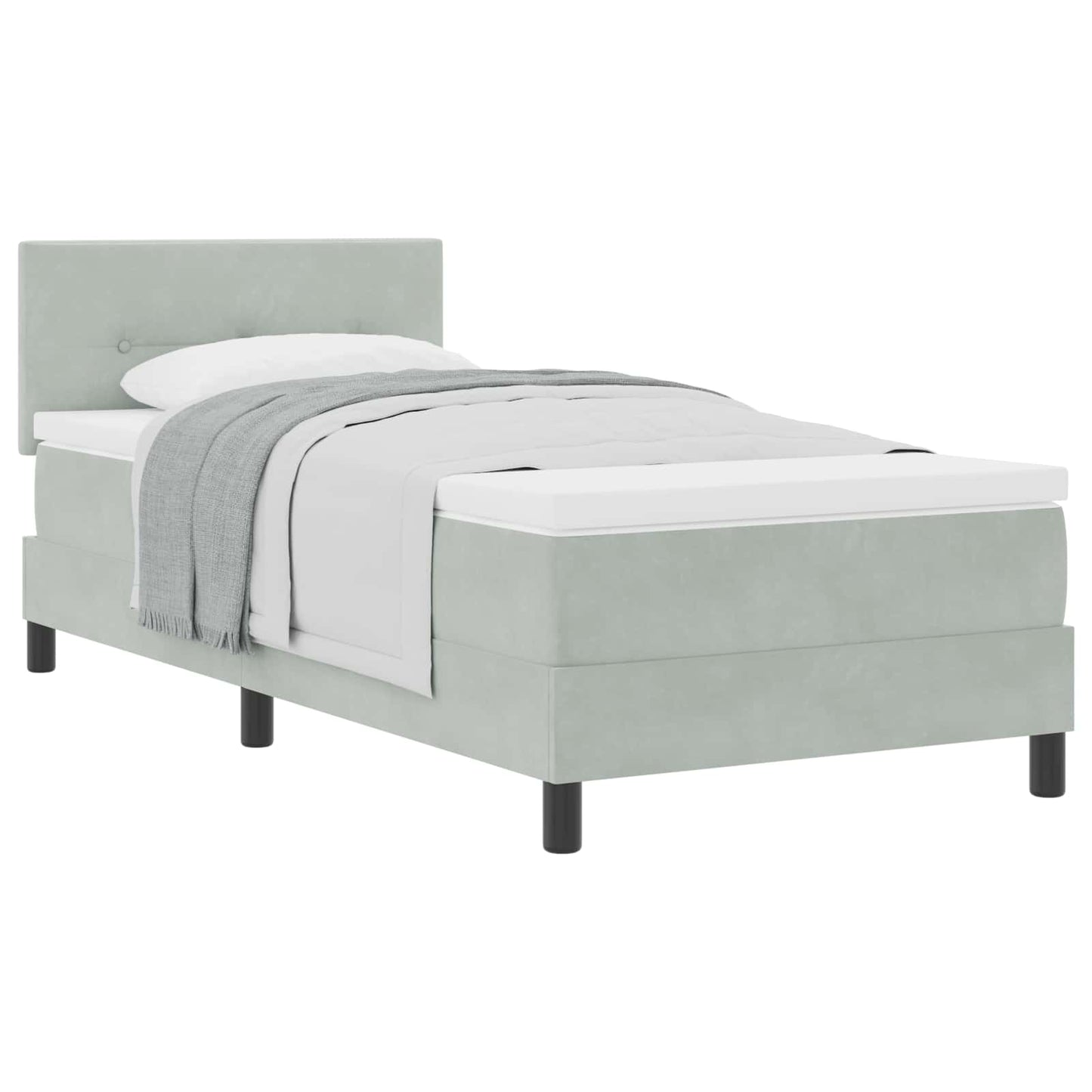 vidaXL Κρεβάτι με Στρώμα Light Grey 90x200 εκ Βελούδο